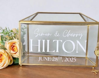 Glass & Gold Card Box with Heart shape lock