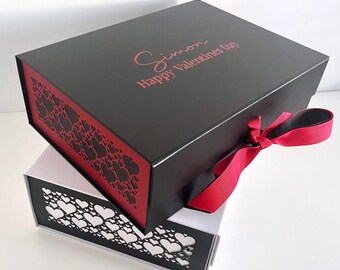 Personalised Valentines Gift Box + optional heart side panels