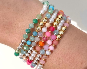 Sparkle Beaded Bracelets, Stretch bracelets, colorful beaded bracelets, gold beaded bracelets, silver beaded bracelets, bracelet stack