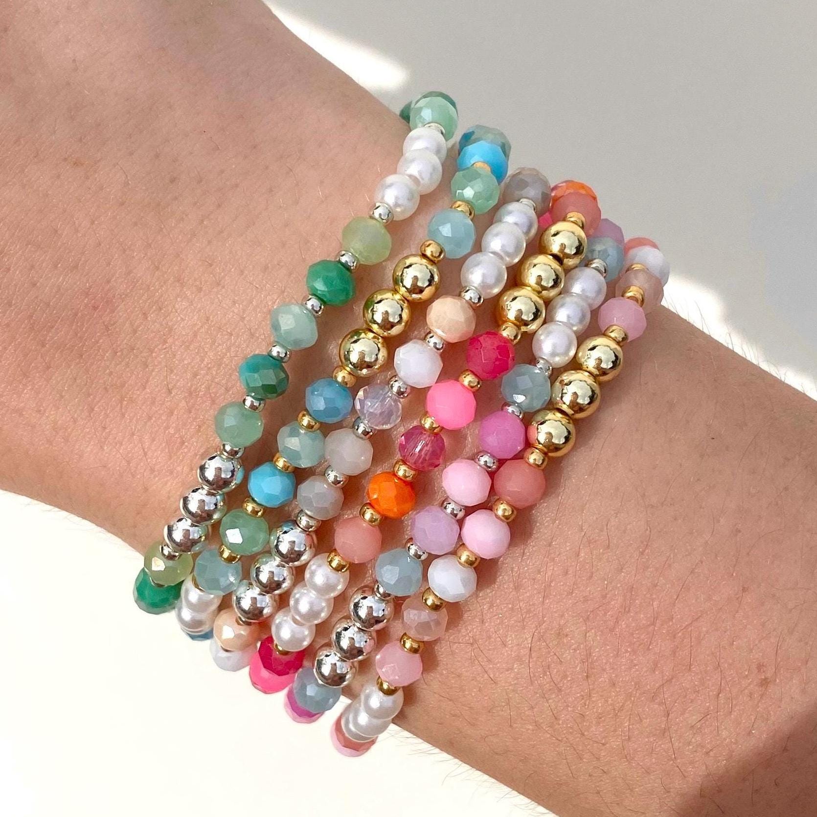 Sparkle Beaded Bracelets, Stretch bracelets, colorful beaded bracelets, gold beaded bracelets, silver beaded bracelets, bracelet stack