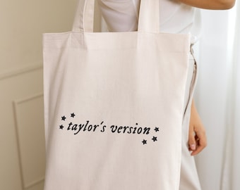 Taylors Version Tote Bag, Handmade Canvas Shoulder Bag, Music Lover Gift