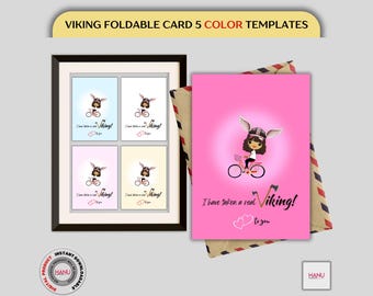 Tarjetas vikingas / Tarjeta de cumpleaños vikinga / Tarjeta de cumpleaños imprimible / Tarjeta de cumpleaños para imprimir en casa / Tarjeta de feliz cumpleaños para ella / Descarga digital