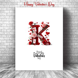 3D-alfabet, png-bestand | Decoratieve valentijnsbrieven | Valentijnskaarten met bloemenalfabet | DIY canvasontwerp | Direct downloaden | Alfabet Clipart