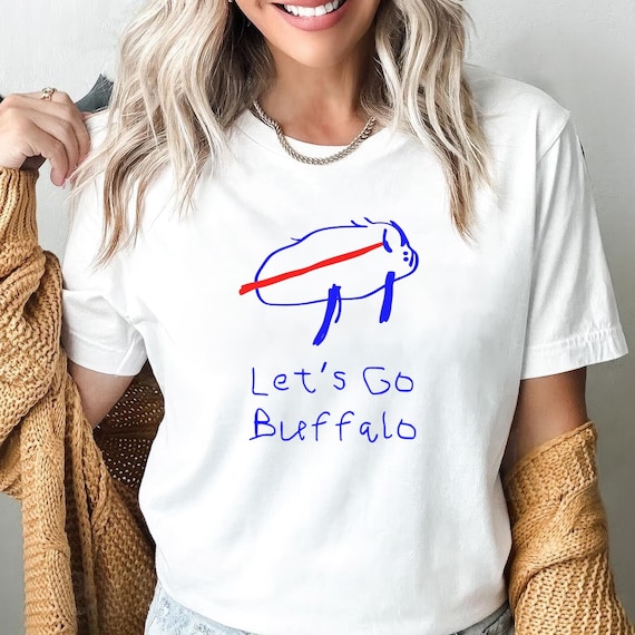 Josh Potato Buffalo Drawing T-Shirt, Charging Buffalo Shirt, Funny Gift for Buffalo Fan, Kids Buffalo Apparel, Family Buffalo Football Tee