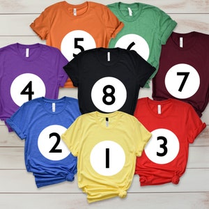 Pool Ball Costume, Billiard Ball Costume, Group Costume Shirt, Office Party Shirt, Halloween Party Costume Shirt, Funny Matching Costume