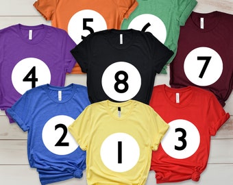 Pool Ball Costume, Billiard Ball Costume, Group Costume Shirt, Office Party Shirt, Halloween Party Costume Shirt, Funny Matching Costume