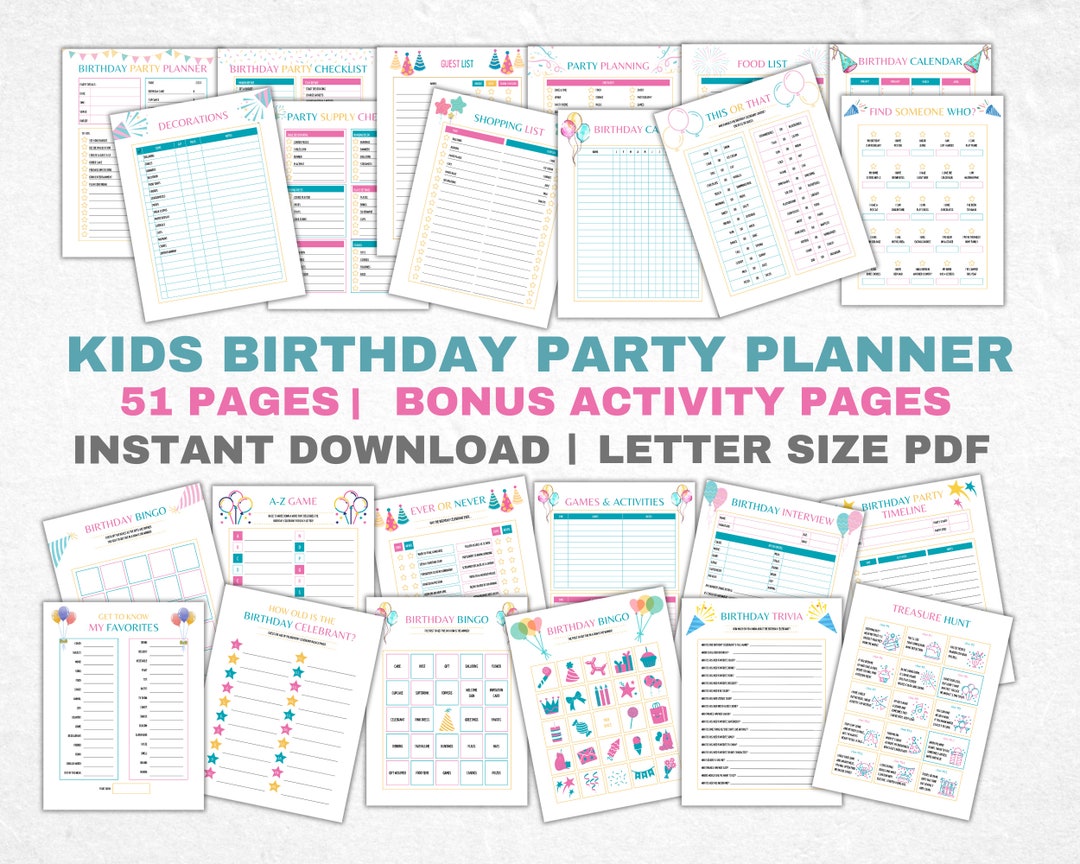 Printable Party Planner | Printable Birthday Party Organizer | Kids ...