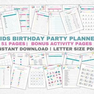 Printable Party Planner | Printable Birthday Party Organizer | Kids Birthday Planner | Instant Download | Party Checklist | To Do List