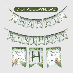 Printable Dinosaur Banner 1st Birthday, Instant Download, Dinosaur Birthday Decorations, T Rex Dino Dig Party Decor, Instant Download
