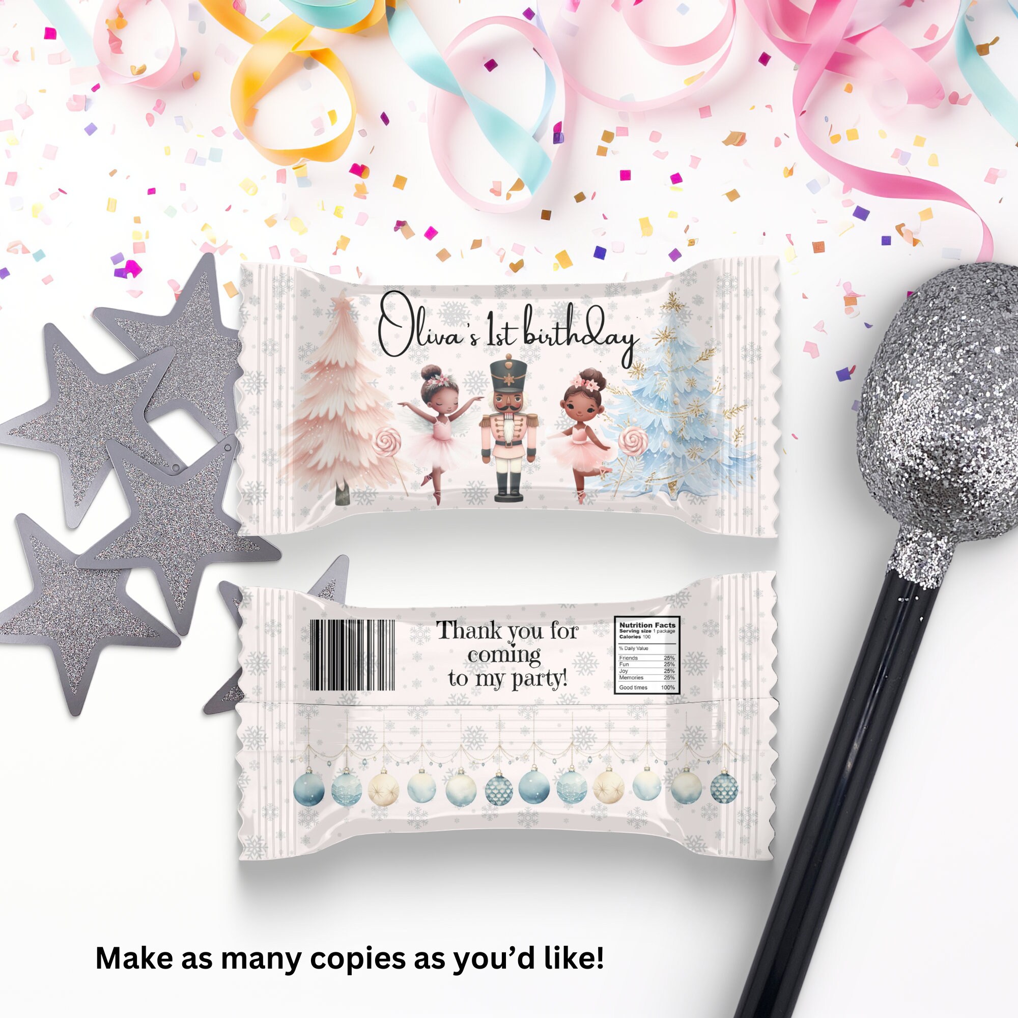 Wrapper Girl Personalized Nutcracker Crispy Rice Treats Label Wrapper, Girl Editable ...