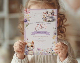 EDITABLE Farm Birthday Invitation | Editable Floral Farm Animals Invite | Girls 5th Birthday | Ranch Kids Birthday | Farm Animal Birthday