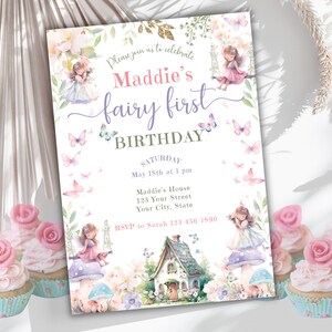 Enchanted Fairy First Birthday Garden Party Invite | Editable Fairy First Birthday Invitation Template | Printable Editable Template