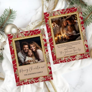 Druckbare Foto Weihnachtskarte, bearbeitbare christlich religiöse Grußkarte, Sofort Download, Frohe Weihnachten Karte, Canva Vorlage