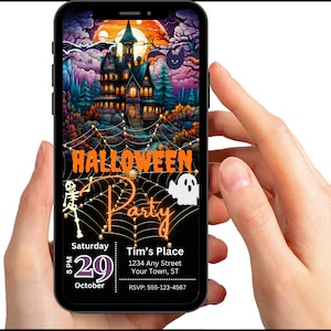Halloween Party Invitation | Halloween Birthday Invitation | Editable Template | Editable Electronic Phone Text Evite | Instant Download