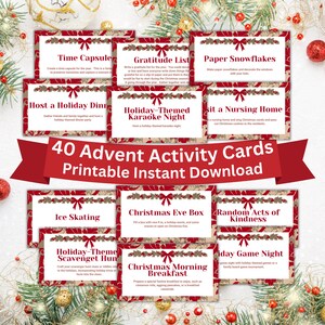 Tarjetas de actividades de Adviento / Tarjetas de Adviento navideñas imprimibles / Tarjetas de Adviento imprimibles / Lista de deseos navideños imprimible / Descarga instantánea