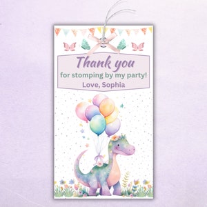Editable Dinosaur Birthday Favor Tags | Thank You Tags | Instant Digital Download | Dinosaur Three Rex Tag | Dinosaur Party Favors |