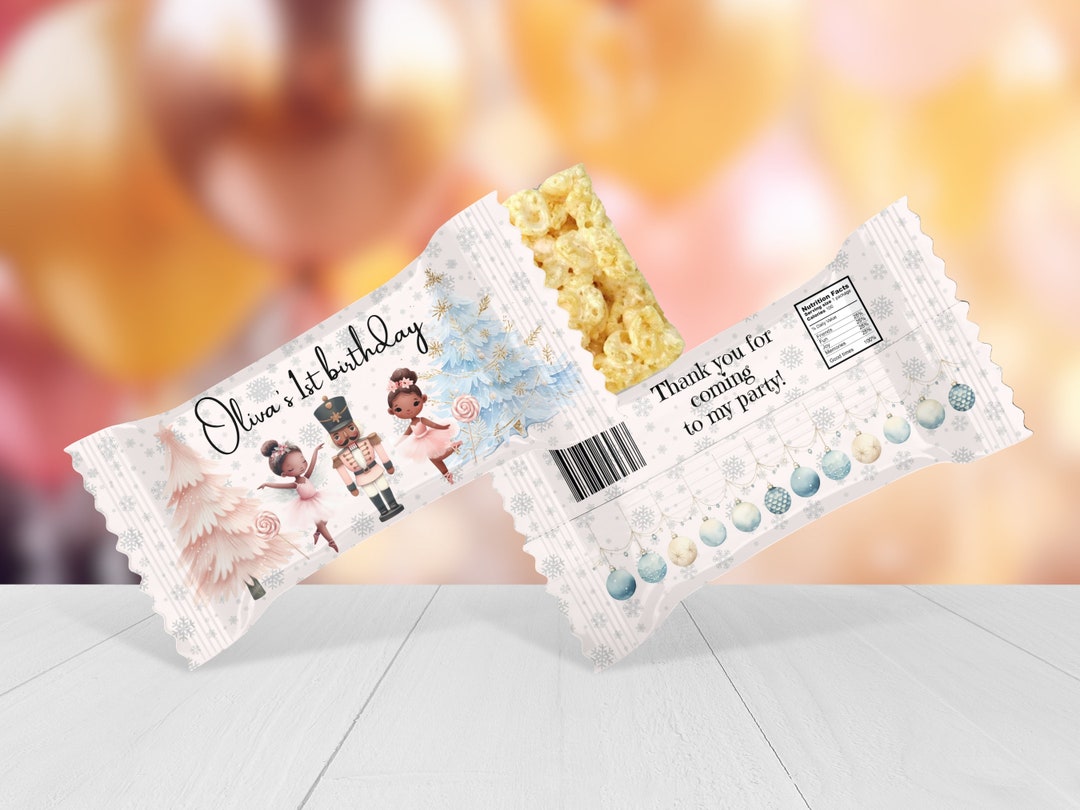 Wrapper Girl Personalized Nutcracker Crispy Rice Treats Label Wrapper, Girl Editable ...