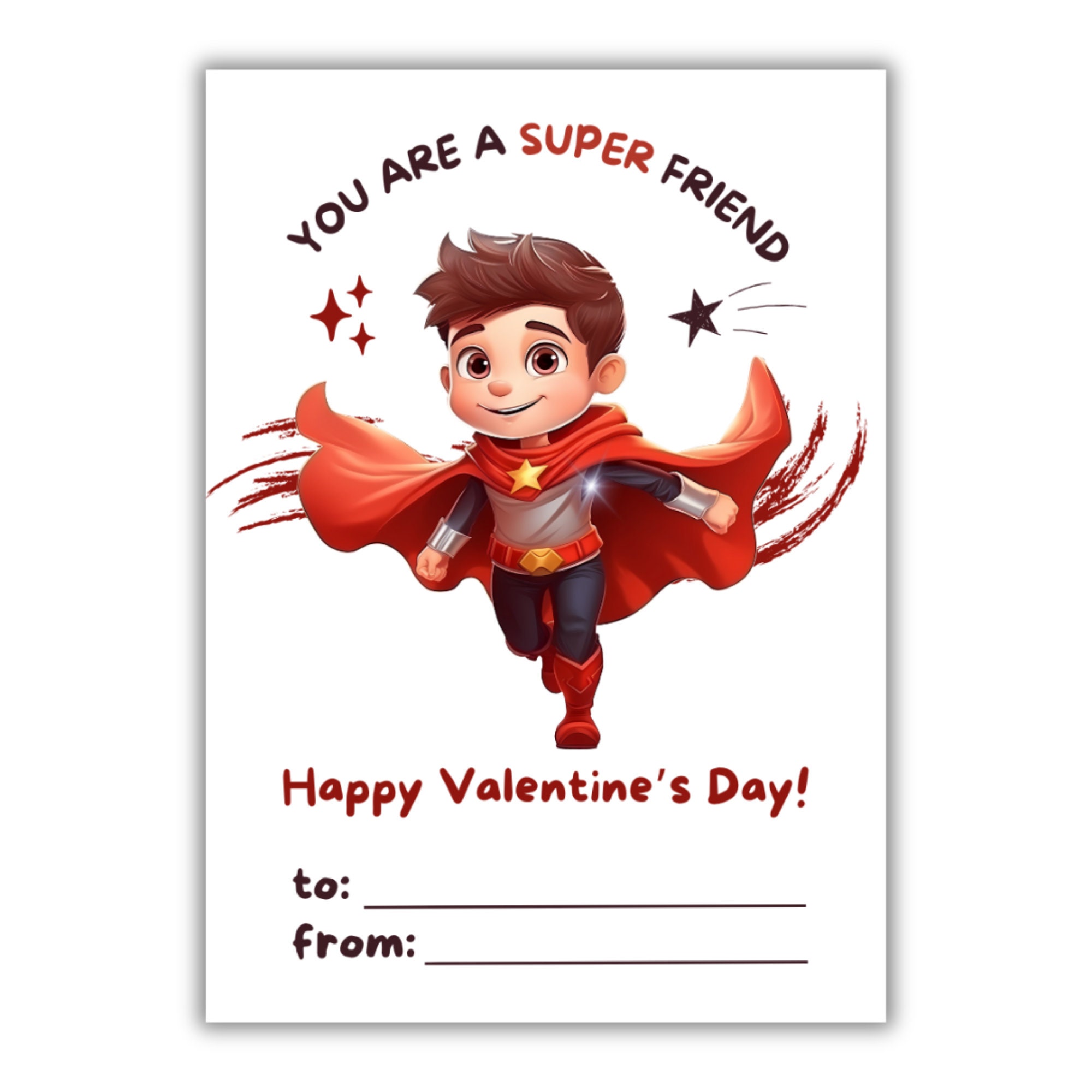 Printable Super Hero Valentine's Day Card Instant Download Kids ...