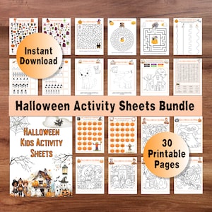 Printable Kids Halloween Activities Bundle, Halloween Coloring Pages, Word Search, Maze, Dot to Dot, Instant Download, Party Games, Puzzles