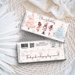 Custom Nutcracker Chocolate Bar Wrappers, Editable Personalized Candy Bar Labels, Party Favors, Instant Download, Any Age, DIY Printable