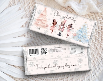 Custom Nutcracker Chocolate Bar Wrappers, Editable Personalized Candy Bar Labels, Party Favors, Instant Download, Any Age, DIY Printable