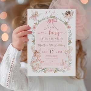 Editable Fairy 5th Birthday Invitation, Fairy Unicorn Magic Party, Magical Birthday, Custom Text, Printable Digital File, Instant Download