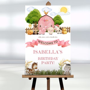 Editable Farm Birthday Welcome Sign, Barnyard Party, Printable Barnyard Birthday Welcome Sign, Farm Party Welcome Sign, Instant Download