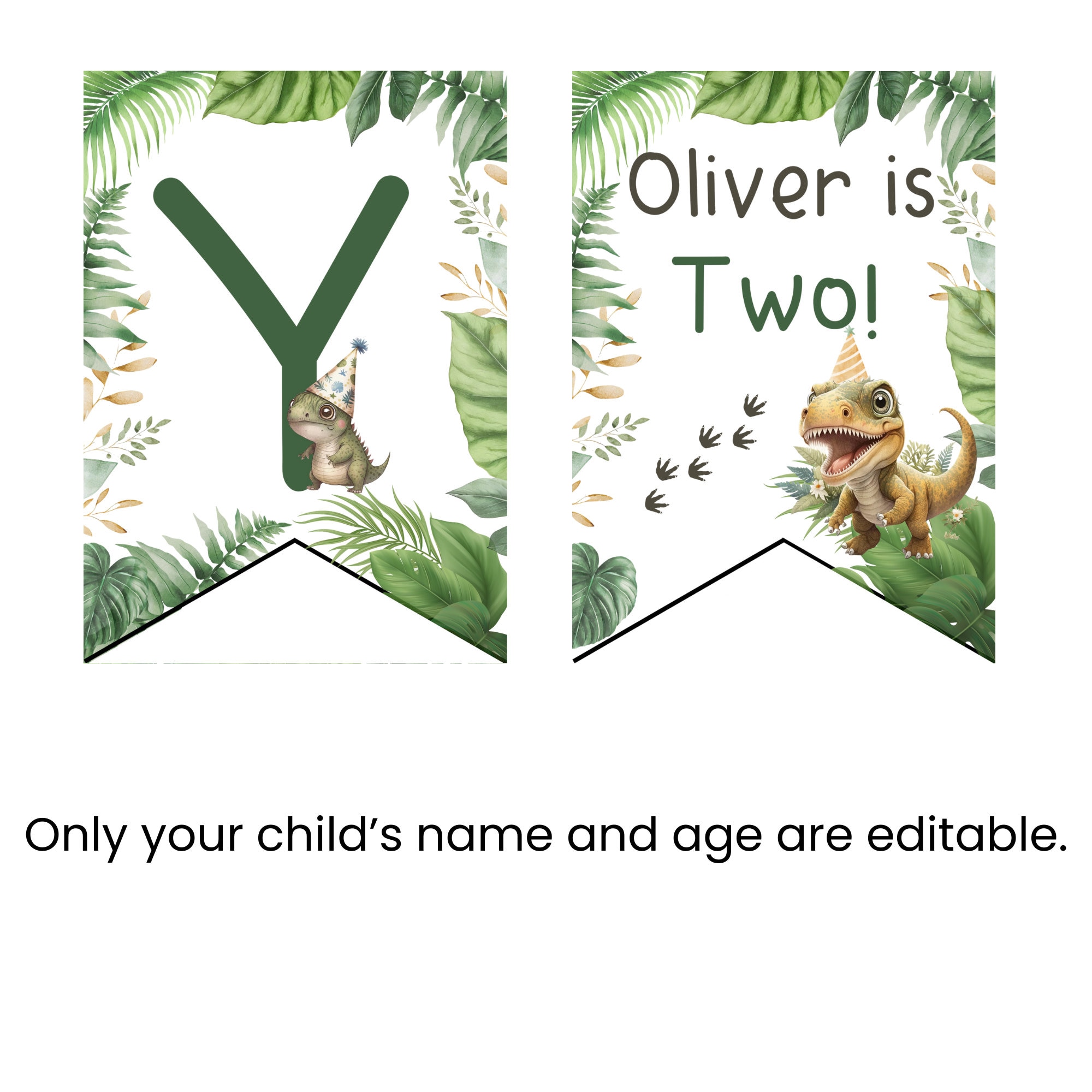 Printable Dinosaur Birthday Banner Editable 2nd Birthday Bunting Two Printable dinosaur birthday banner editable 2nd birthday bunting two