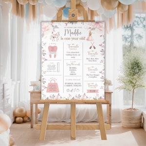 Prinzessin 1. Geburtstag Meilenstein Poster, Baby erstes Jahr Geburtstagszeichen, Prinzessin Geburtstag Party Dekor, bearbeitbar, druckbar, Hintergrund,
