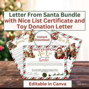 Carta de Papá Noel / Certificado de Papá Noel / Certificado Oficial de Lista de Niza / Carta de Papá Noel personalizada / Carta Oficial de Papá Noel /