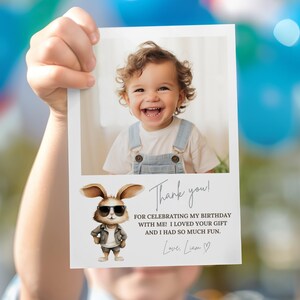 Tarjetas de agradecimiento de conejito para niño, tarjeta de cumpleaños de conejo editable e imprimible, tarjetas de notas personalizables para baby shower, algunos conejitos, descarga instantánea