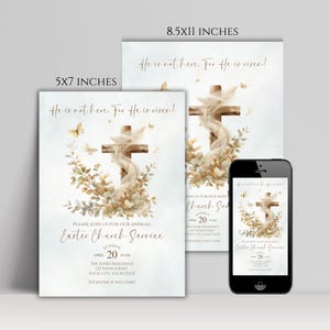 Easter Sunday Service Invite, Editable Church Invitation Template, Digital Invite for Your Congregation, Customizable, Instant Download