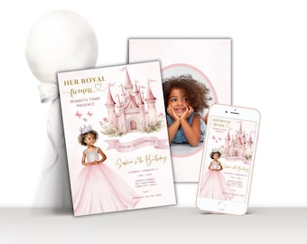 Her Royal Fiveness 5th Birthday Princess Invitation, Editable Template, Instant Download, Customizable Party Invite