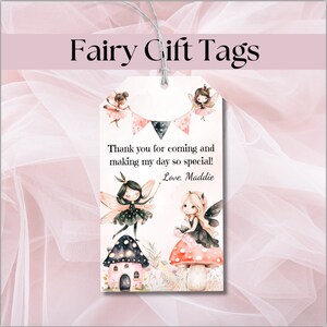 Editable Fairy Gift Tags, DIY Printable, Fairy Birthday Party Decor, Instant Download, Enchanted Forest Woodland Decorations, Party Favors