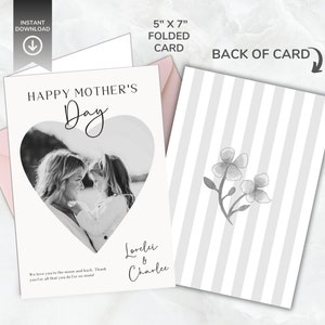 Tarjeta minimalista del Día de la Madre, Plantilla de tarjeta fotográfica, Tarjeta personalizada hecha para usted para mamá, Tarjeta personalizada del Día de la Madre, Feliz Día de la Madre