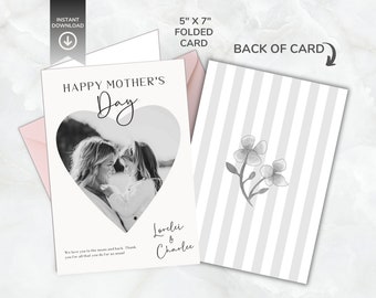 Minimalist Mother's Day Card, Photo Card Template, Custom Done For You Card For Mom, Personalized Mothers Day Card, Happy Mother's Day