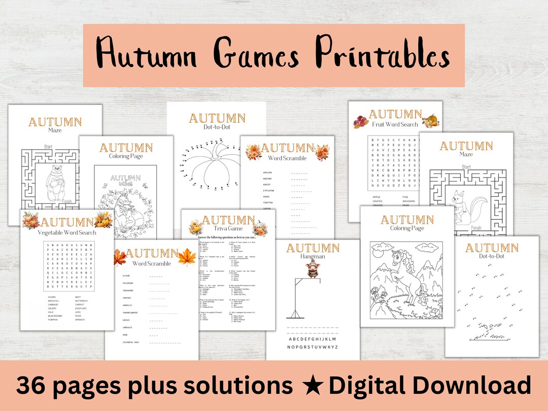 Fall Games Printable | Fall Activity for Kids | Fall Riddles Game ...
