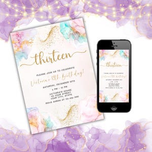 Editable Digital 13th Birthday Invitation With Photo, Official Teenager Invite, Party Ideas 13 Year Old, Instant Download, Iphone Template