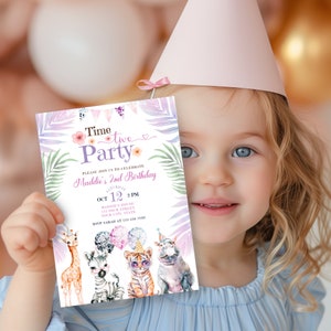 Time Two Party 2nd Birthday Invitation, Editable Boys Second Birthday Party Animals Invite, Instant Download, Two Year Old Ready 2 Party