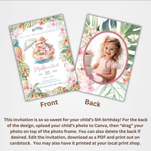Hawaiian Pool Party Birthday Invitation, Summer Luau 5th Birthday ...