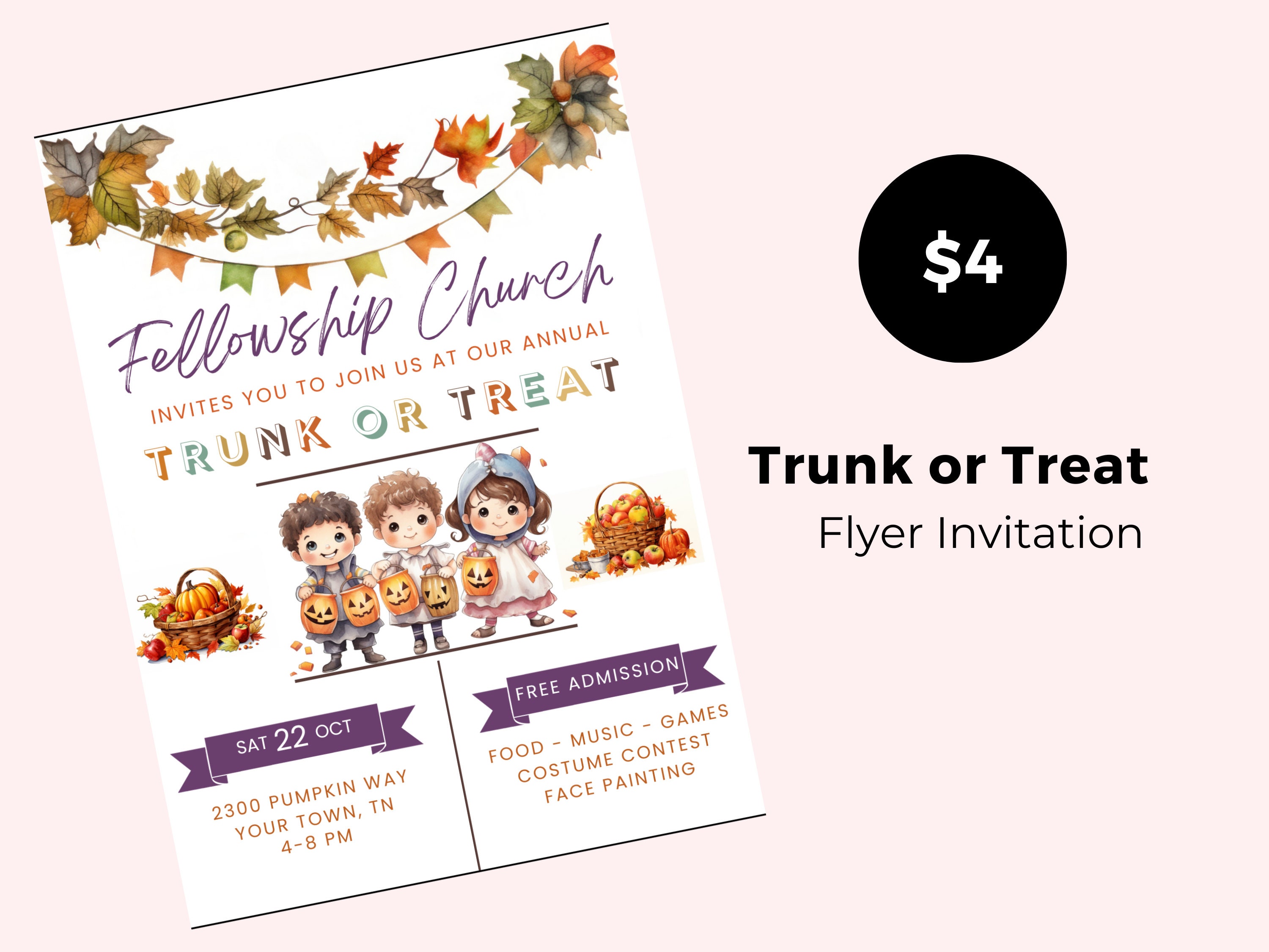 Editable Trunk or Treat Flyer | Halloween Printable - Canva Template ...