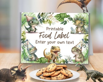 Dinosaur Buffet Table Card, Editable Food Card, Printable Dinosaur Place Cards, Food Labels, Instant Download, T Rex Dino Party Decor