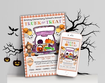 Volantino modificabile "Dolcetto o scherzetto", invito alla festa di Halloween, fai da te personalizzabile per scuola, chiesa, quartiere, evento comunitario, download immediato