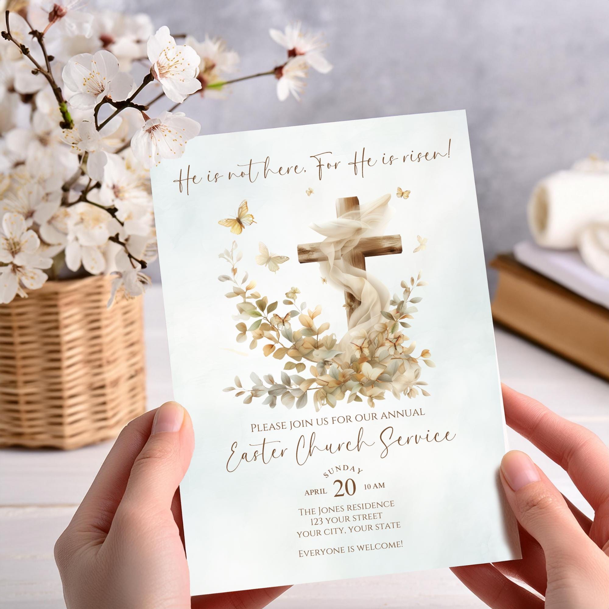 Easter Sunday Service Invite, Editable Church Invitation Template ...
