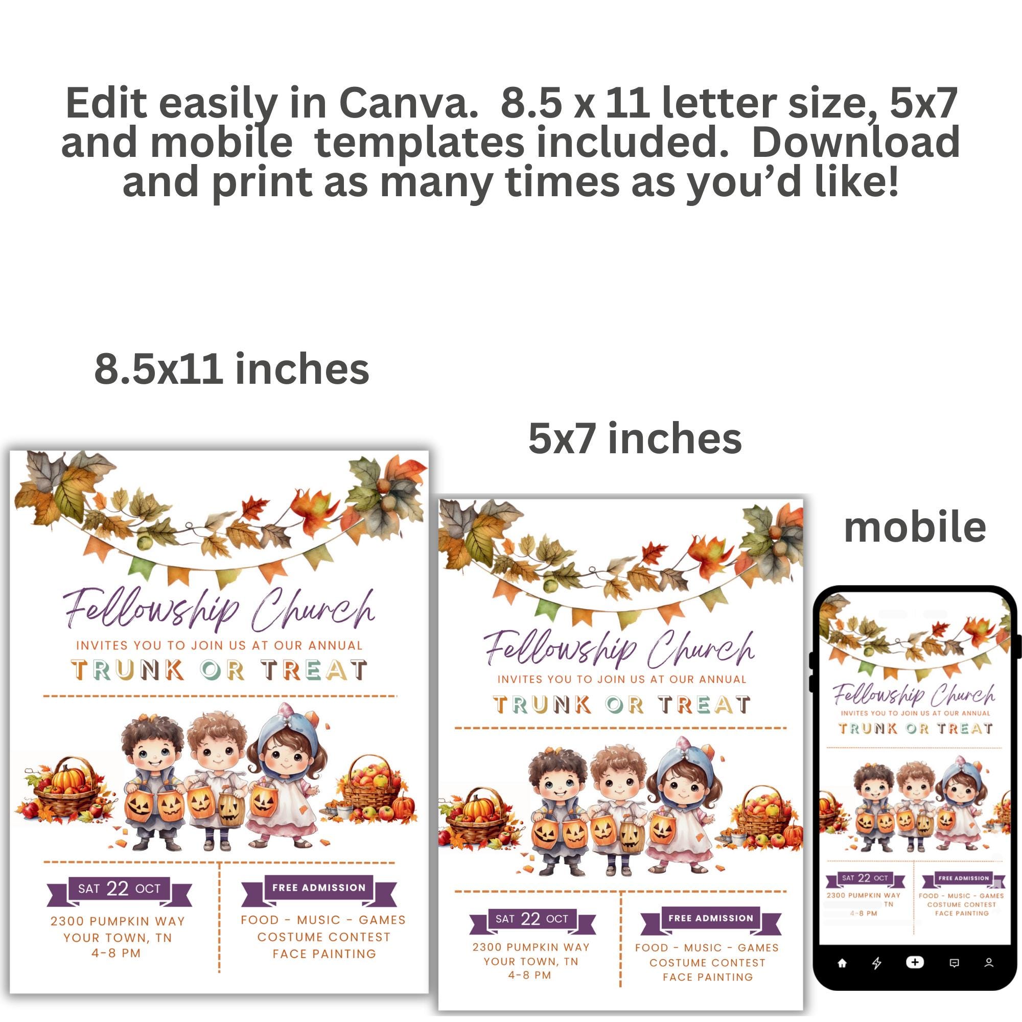 Editable Trunk or Treat Flyer - Printable Canva Template - Etsy