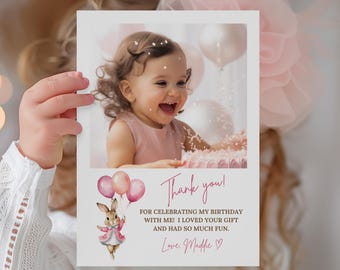 Bunny Thank You Cards, Printable Editable Rabbit Birthday Party Card, Customizable Baby Shower Note Cards, Some Bunny, Instant Download