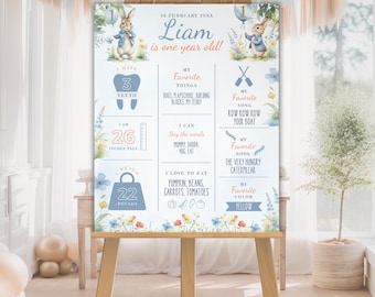 Customizable Some Bunny Is One Milestone Sign, 1st Birthday Poster, Printable First Birthday Keepsake, Editable Canva Template