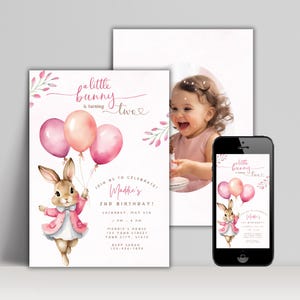 Some Bunny Is Turning Two, Editable 2nd Birthday Invitation, Digital Download, Easter Spring Theme, A Little Bunny Is Turning Two Invite