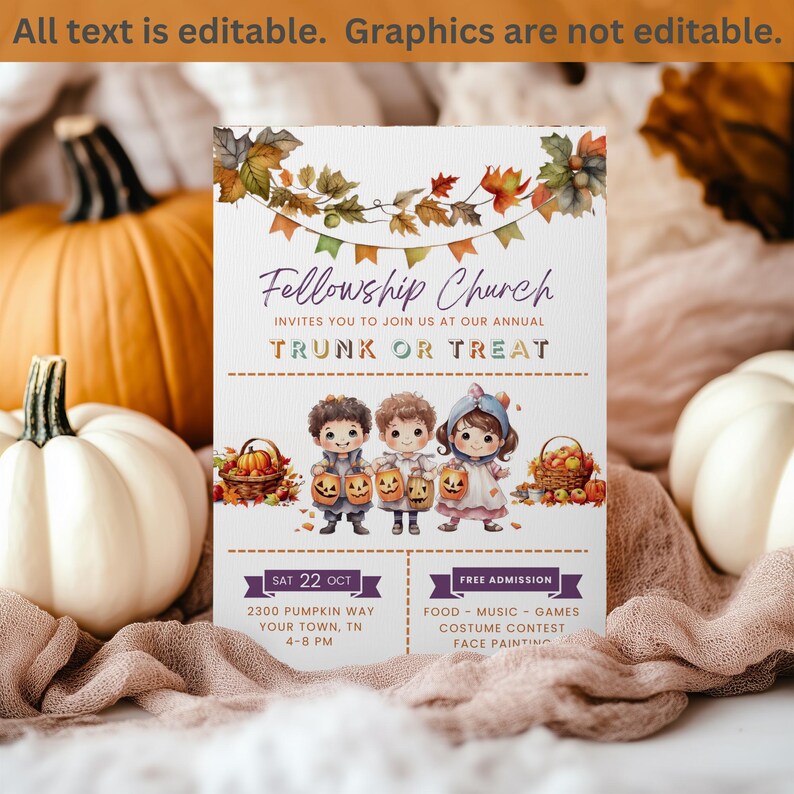 Editable Trunk or Treat Flyer - Printable Canva Template - Etsy