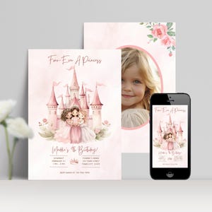 Editable Four Ever a Princess 4th Birthday Invitation, Girls Fairytale Princess Party, Digital Instant Download, Magical Celebration